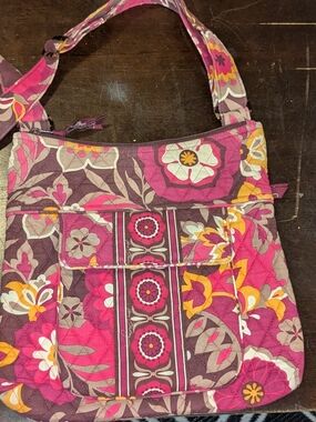 Vera Bradley Pink and Purple Floral Quilted Crossbody Purse